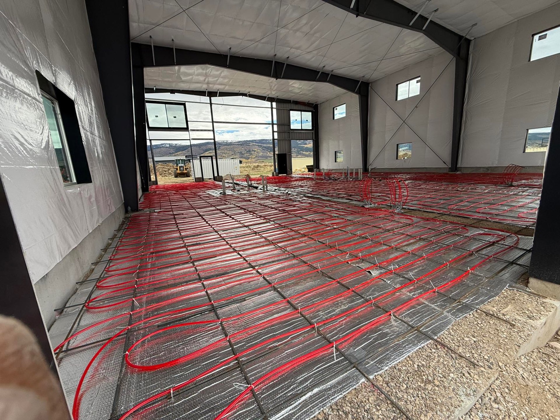 Commercial radiant hydronic in-floor heating installation